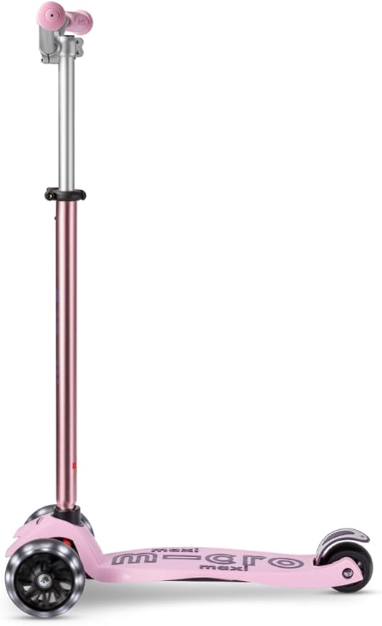 Micro Kickboard | Maxi Deluxe Pro LED Kids Scooter for Ages 5–12 | Children up to 110 lbs | 3 Wheel Lean-to-Steer Design | Chopper-Style Handlebar | Wide PU LED Wheels | Swiss Design