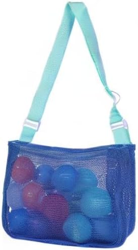 UTTPLL Colorful Mesh Beach Bag Adjustable Kids Quick Dry Net Tote for Seashell Collecting Sand Toy Swimming Accessories