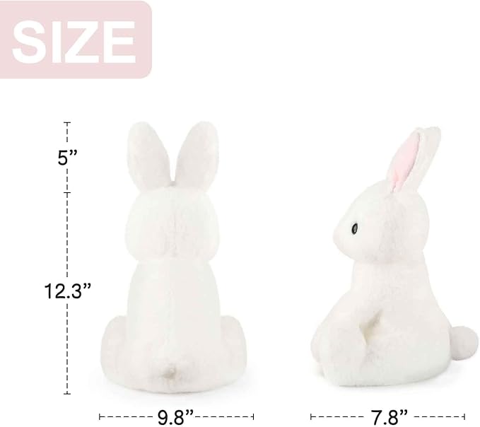 WEIGEDU Rabbit Bunny Stuffed Animals Plush Toys with Pink Ears for Kids Girls Boys Girls Babies Birthday Easter Christmas Bedtime Gifts, Off White