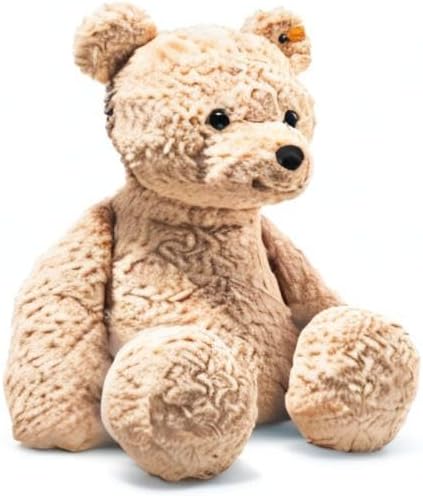 Steiff soft toy Jimmy Teddy Bear, cute cuddly toy with plastic eyes, children, boys & girls, plush animal 55 cm, light brown, 067181