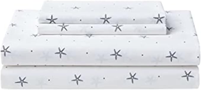 Nautica – Twin XL Size Sheet Set, Crisp Cotton Percale Bedding with Matching Pillowcase, Lightweight & Breathable Bed Sheets, Deep Pocket, College Dorm Room Essentials (Star Spangled Blue)