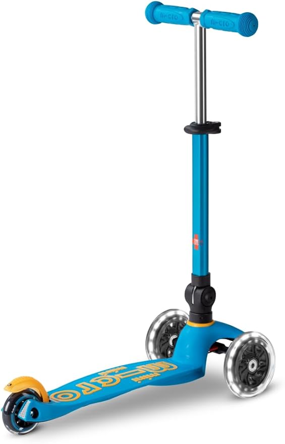 Micro Kickboard | Mini Foldable LED Kids Scooter for Ages 2-5 | Children up to 110 lbs | 3 Wheel Lean-to-Steer Design | Adjustable T Bar | Smooth Ride, Motion-Activated PU LED Wheels | Swiss Design
