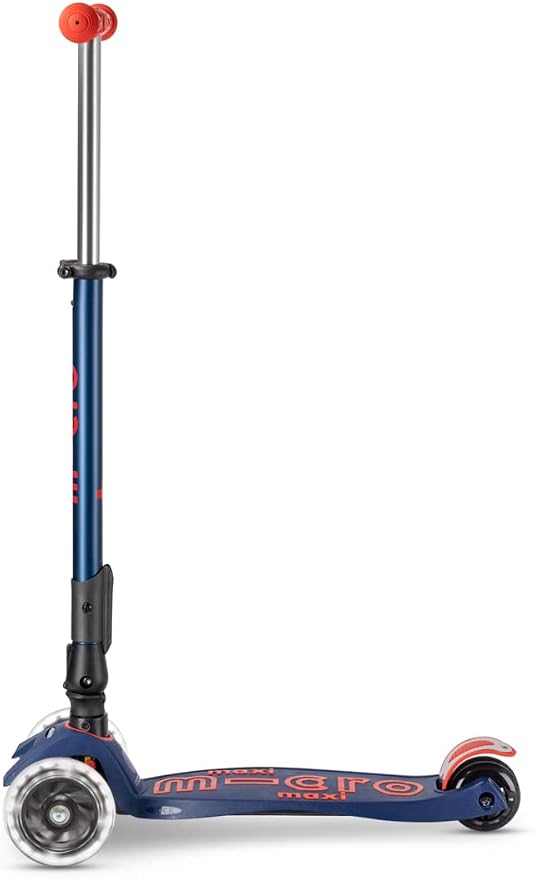 Micro Kickboard | Maxi Foldable LED Kids Scooter for Ages 5-12 | Children up to 110 lbs | 3 Wheel Lean-to-Steer Design | Adjustable T Bar | Smooth Ride, Motion Activated PU LED Wheels | Swiss Design