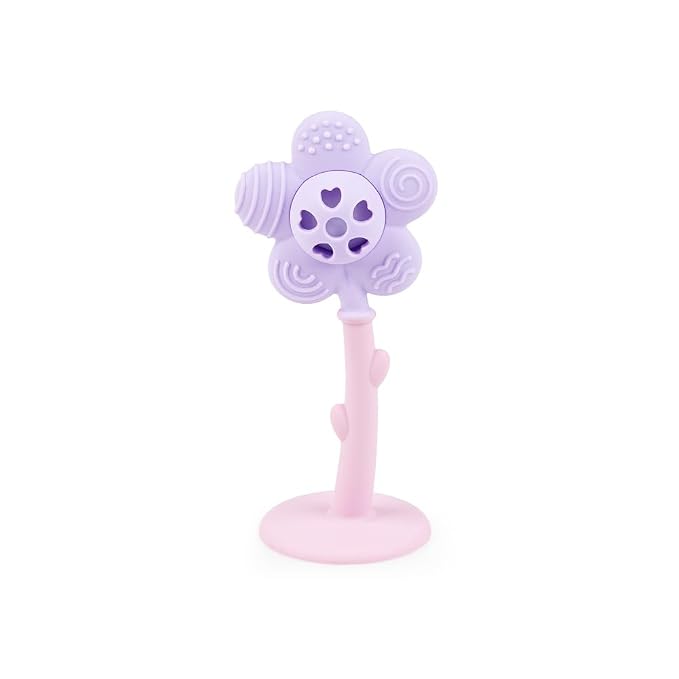 Merry Flower Silicone Baby Rattle Teether – 5 Textured Petals for Sore Gum Relief | Easy-Grip Handle for Little Hands | 100% Food Grade | BPA & Phthalate-Free | Sensory Toy 3-36 Months