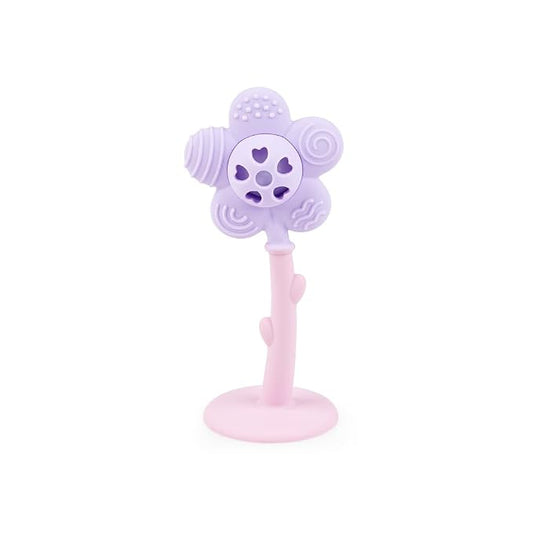 Merry Flower Silicone Baby Rattle Teether – 5 Textured Petals for Sore Gum Relief | Easy-Grip Handle for Little Hands | 100% Food Grade | BPA & Phthalate-Free | Sensory Toy 3-36 Months