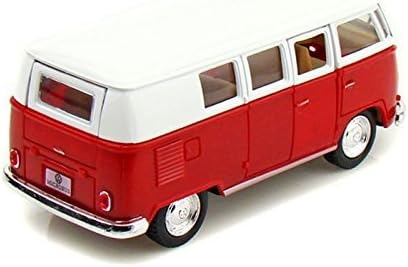 KiNSMART 1962 Volkswagen Classic Bus 1:32 Scale 5" Die Cast Metal Model Toy Van Pullback Acation (Red)