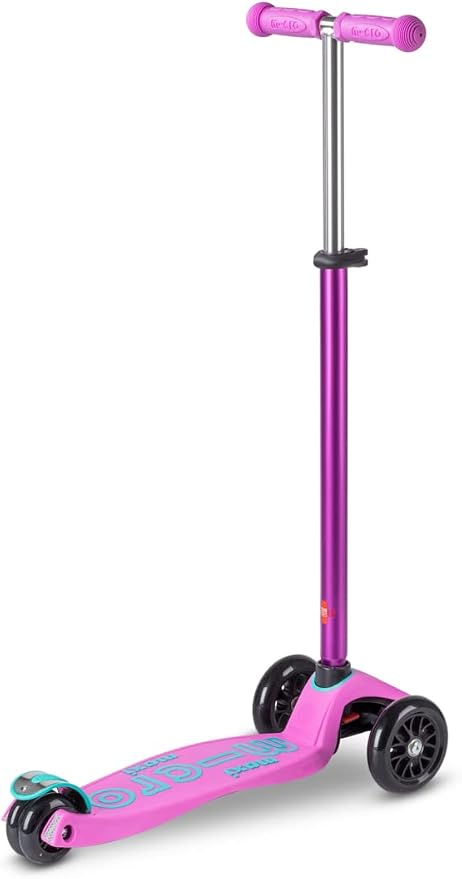 Micro Kickboard | Maxi Kids Scooter for Ages 5-12 | Children up to 110 lbs | 3 Wheel Lean-to-Steer Design | Adjustable T Bar | Smooth Ride PU Wheels | Swiss Design