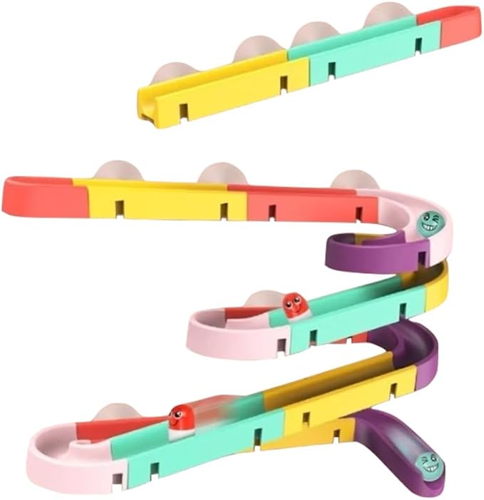 Rolling Run Building Track Toy Set for Kids - STEM Ball Drop Marble Blocks, DIY Wall Bath Maze Game Gifts for Toddler Boy Girl Age 3-8 Year Old