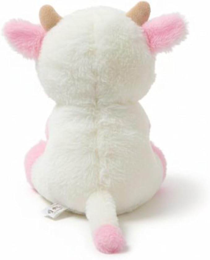 YUKOUQIAN Cute Cow Plush Stuffed Animal Doll Toy 8 inch for Girls Boys (Siting Cow Light Pink)