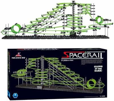 1155pcs Level 3–8 Marble Roller Coaster Kit, 820+ PCS Glow-in-The-Dark Marble Run with Steel Balls – Luminous Rail Maze Building Toys, STEM Construction Set for Ages 14+ & Adults