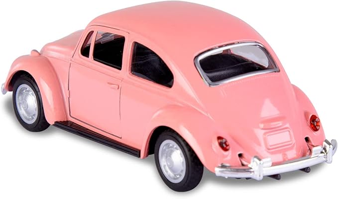 Berry President 1967 Classic Beetle Bug Vintage 1/32 Scale Diecast Metal Pull Back Car Model Toy for Gift Kids (Rose)