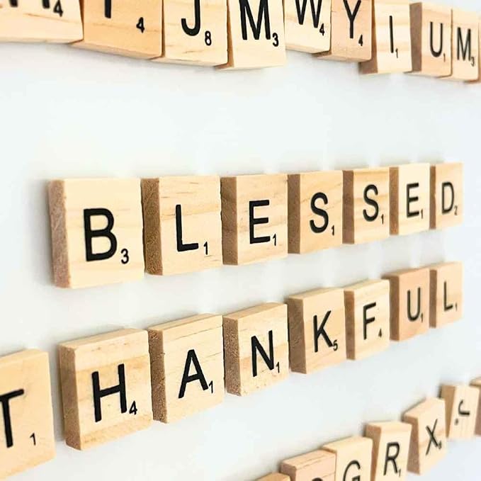 YJ PREMIUMS 52 PC Wood Magnetic Letter Tiles Magnets | Big Large Square Wooden Alphabet Letters Tile Magnet Pieces for Fridge Refrigerator wall | Fun novalty Decorative Game Board for Adults
