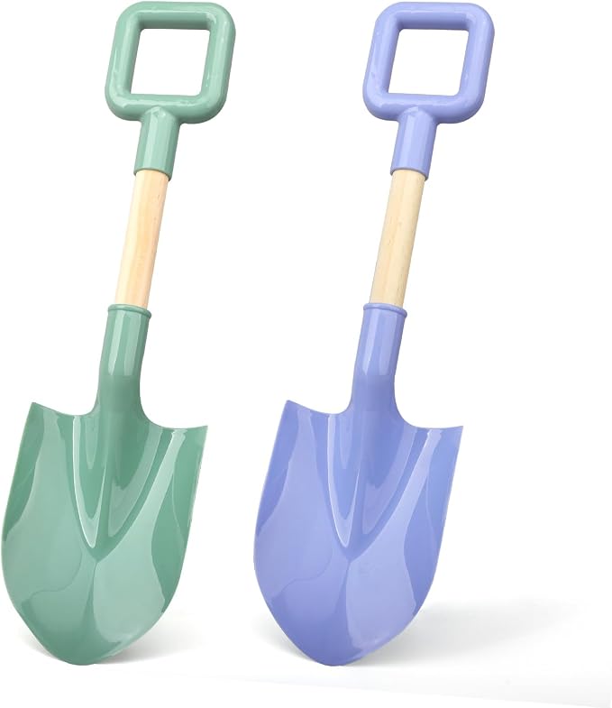 Dilabnba16in/40cm Kids Beach Spades Sand Shovels Toy Gardening Tool, Sturdy Wood Handle ABS Plastic Shovel Scoop Garden Sand Beach Sandbox Backyard Digging Summer Toy for Toddler Boy Girl 3-10(2PCS)