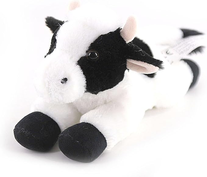 The Petting Zoo Cow Stuffed Animal Plushie, Gifts for Kids, Scoopz Wildlife Animals, White Cow Plush Toy, 8 inches