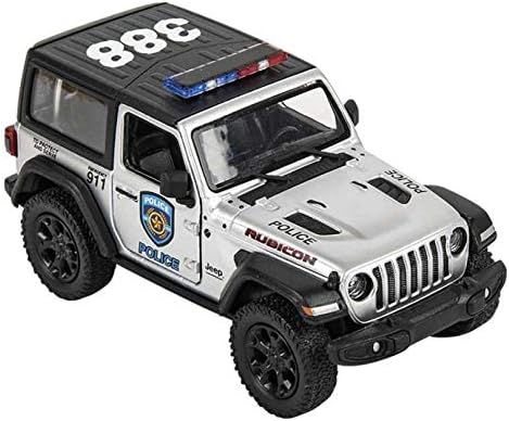 KiNSMART - Jeep Wrangler Rubicon Off Road 4x4 5 inch 1:34 Scale Die Cast Model Replica Toy Car (Rescue Silver Police)