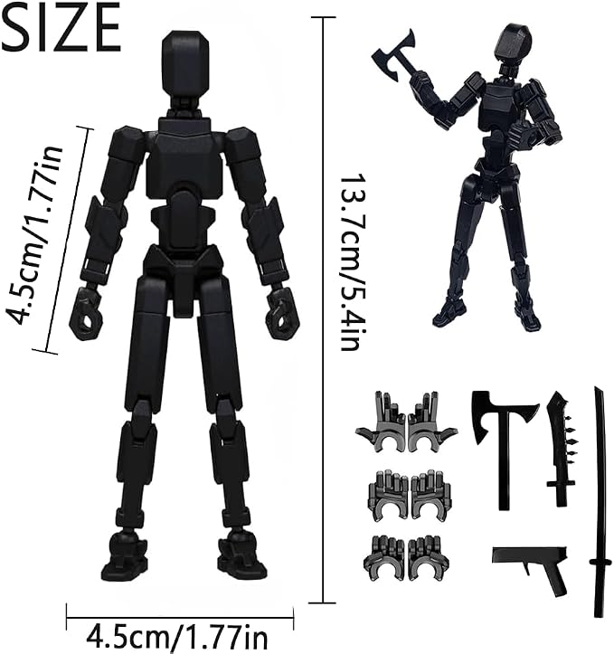 Feetcant Titan 13 Action Figure,2026 New Lucky Robot 13 Action Figures,3D Printed Action Figures for Boys(Black-1pc)