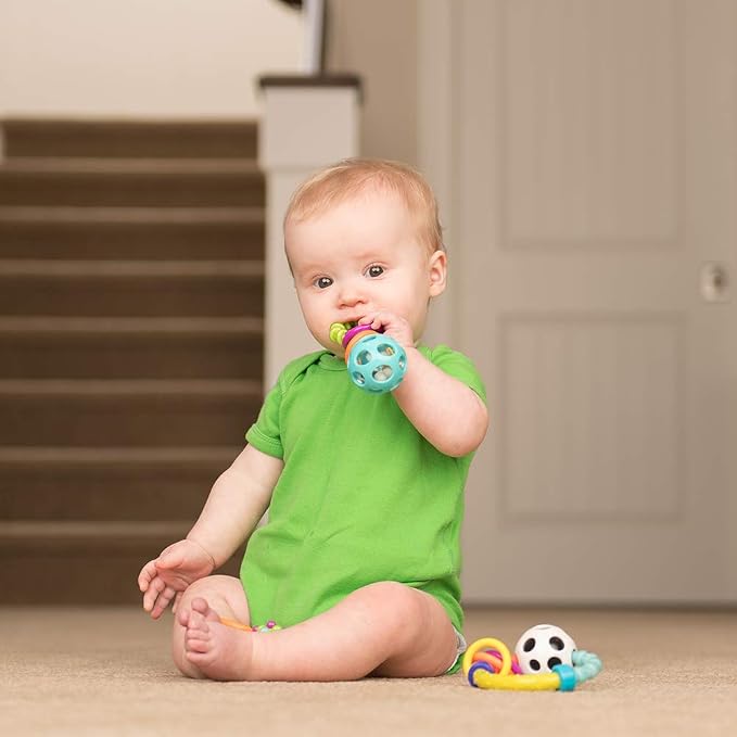 Sassy My First Rattles Newborn Gift Set with 3 Soft and Flexible Rattles,Ages 0+ Months,(Pack of 6)