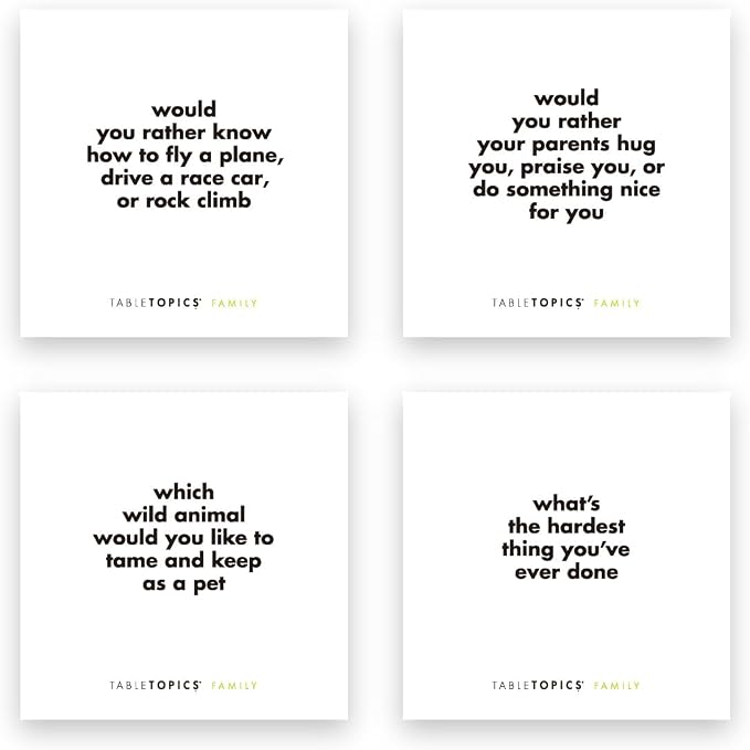 TableTopics Family Conversation Cards for Kids & Parents with 135 Questions for Fun & Connection at Dinnertime, Game Night, & Classrooms