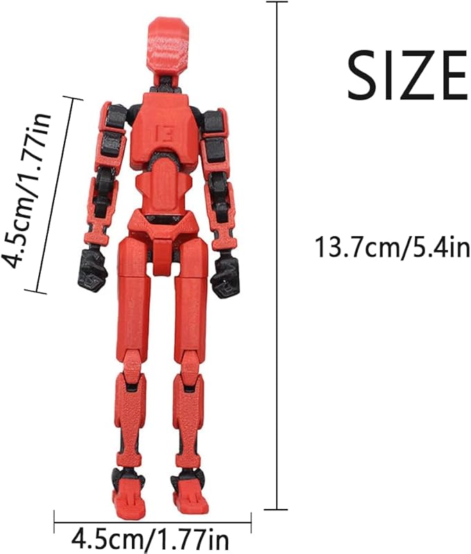 Dumwick Assembly Completed Titan 13 Action Figure Set,Titan 13 Robot Action Figures 3D Printed Multi Jointed Movable,Nova 13 Action Figure,Decorations for Action Figures (Red,1pc)