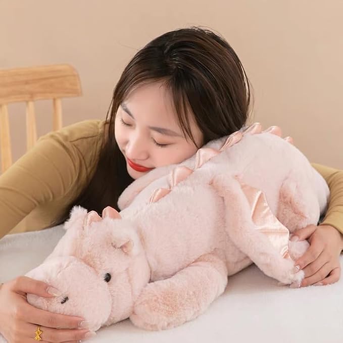35.4" Pink Dragon Stuffed Animal, Medium Soft Dinosaur Plush for Kids and Adults, Sturdy Fluffy Plushie Pillow