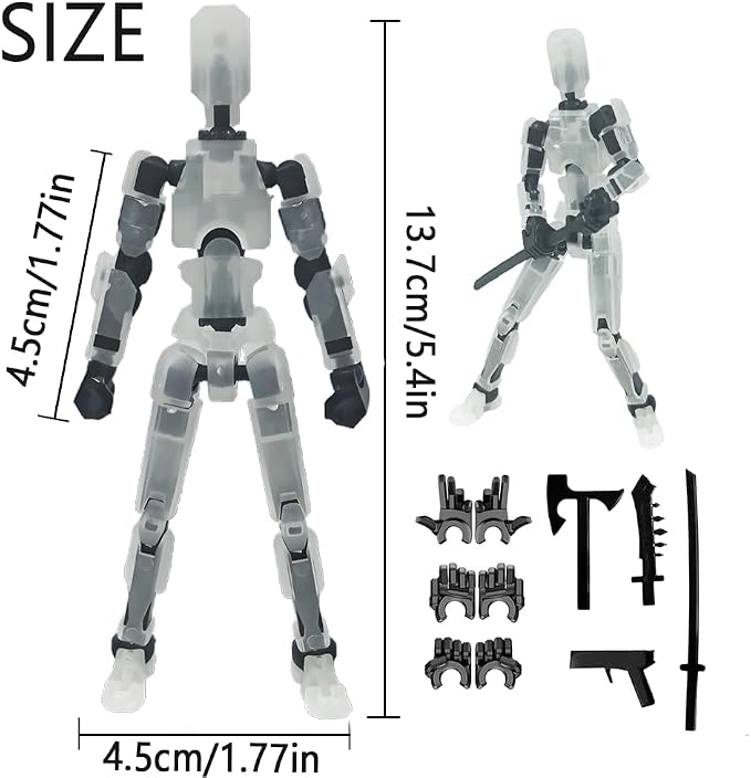 Dumwick Titan 13 Action Figure,2026 New Lucky Robot 13 Action Figures,3D Printed Action Figure,Dummy Robot 13 Action Figures Desktop Decorations Game Gifts (Transparent,1pc)
