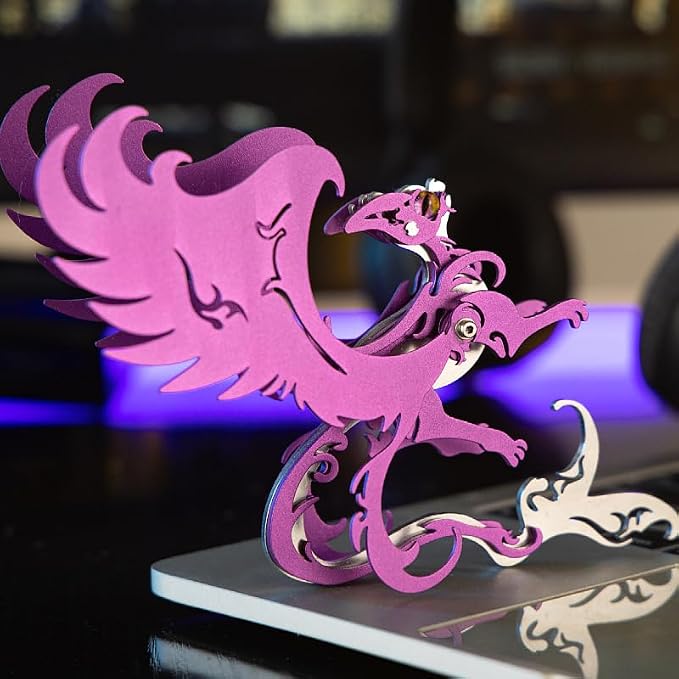 3D Metal Puzzles Toys The Meow Meow Family King and Princess Cat DIY Handmade Assembled Model Kits Ornaments Christmas New Year and Birthday Gifts for Adult (Princess Cat Purple)