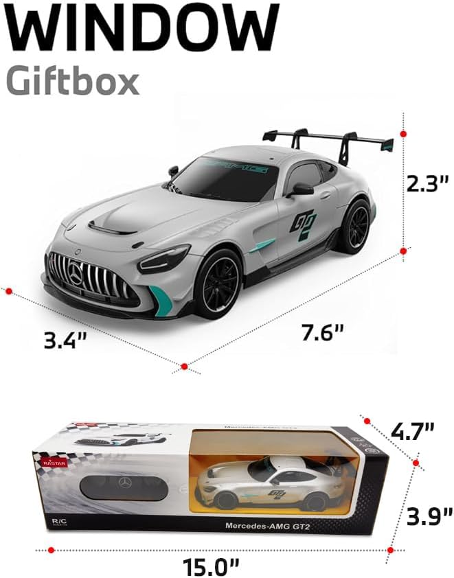 RASTAR 10230 1/24 RC Car Mercedes-AMG GT2 with 2.4G Remote, Gray | Officially Licensed, Ideal Gift, 2.4G Remote, Independent Suspension, Racing Car Model for Play & Display