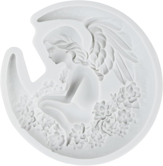 Angel Polymer Clay Mold Flower Fairy Goddess Moon Angel Fairy Girl Silicone Molds for DIY Crafts Resin Casting Mold DIY Craft Air Dry Polymer Clay Tools Jewelry Making Set of 4