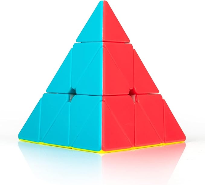 Pyraminx Speed Cube Stickerless with Stand & Tutorial – Easy-Turn Brain Teaser for Kids & Adults, STEM Educational Toy, Classroom, Office & Travel Fun