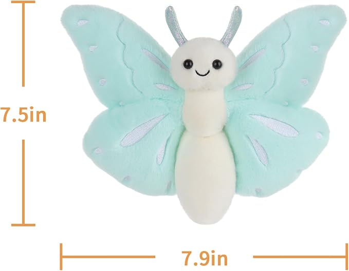Apricot Lamb Blue Butterfly Plush Stuffed Animals for Kids, Soft Cute Plush Toys for Baby Girl and Boy, Fluffy Blue Butterfly Blue