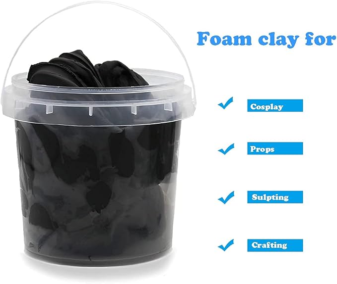 Air Dry Modeling Clay 10.5 oz Ultra Light Magic Clay Soft No Crack Molding Dough Primary Colors for Adults Kids Art Craft Kit Black