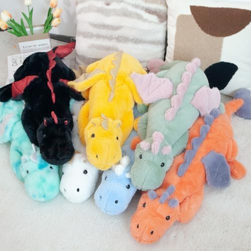 ARELUX Large 36in Cute Dragon Stuffed Animals Plush Toy Soft Matcha Green Pterosaur Plushie Giant Fuzzy Dinosaur Pillow Plushies with Pink Wings Cuddly for Friends Family Member