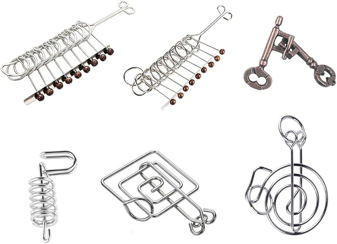 Metal Brain Teaser Puzzles for Adults,IQ Test Mind Games Toys Metal Wire Rings Trick Puzzle,Unlock Interlocking Puzzle Education Smart Toys for Adults Teens
