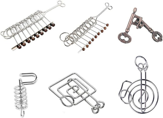 Metal Brain Teaser Puzzles for Adults,IQ Test Mind Games Toys Metal Wire Rings Trick Puzzle,Unlock Interlocking Puzzle Education Smart Toys for Adults Teens