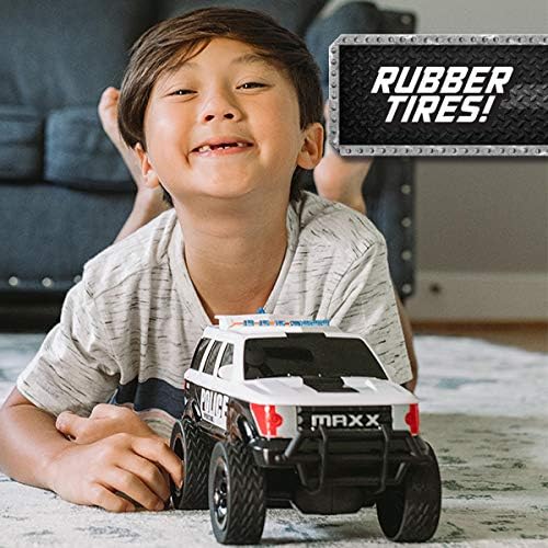 Sunny Days Entertainment Maxx Action 12’’ Large Police Car Toy – Siren Sounds and Bright Lights | Motorized Drive and Soft Grip Tires | Rescue SUV Patrol Vehicle for Kids 3-8