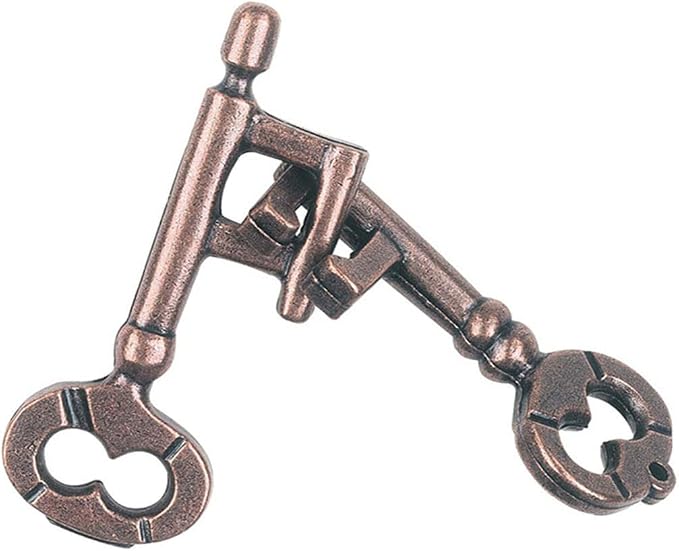 2 Pair Sets of Metal Brain Teaser Puzzle Keys, Assembly & Disentanglement Puzzles, IQ Logical Games, Fidget Stress Gift for Adults