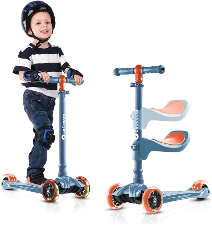 Lascoota 2-in-1 Kids Kick Scooter with Seat