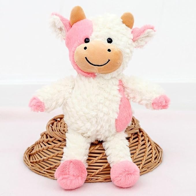 YUKOUQIAN Cow Stuffed Animal Cow Plush Doll Toy 15.7 inch for Girls Boys (Stand Cow pink15.7)
