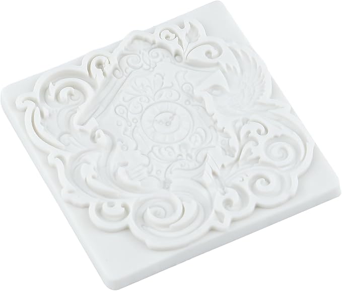 Vintage Clock Polymer Clay Molds Baroque Cuckoo Clock Silicone Mold for Jewelry Making Epoxy Resin Casting Air Dry Polymer Clay Craft