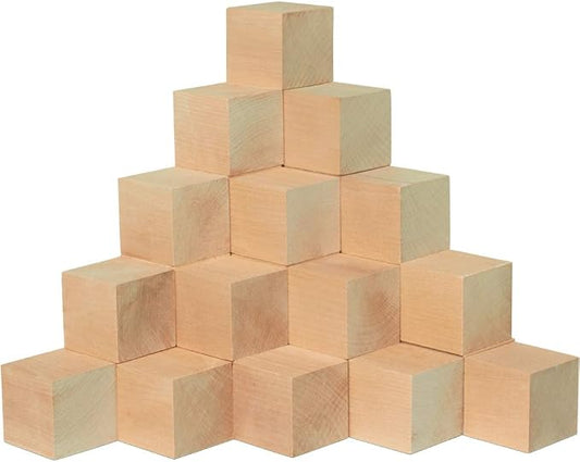 DIY Wood Cubes 2-inch, Pack of 100 Small Wooden Baby Blocks for Baby Shower, Wooden Blocks for Crafts, STEM, Building, and Blank Wood Dice, by Woodpeckers