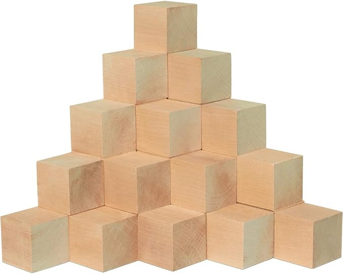DIY Wood Cubes 2-inch, Pack of 250 Small Wooden Baby Blocks for Baby Shower, Wood Blocks for Crafts, STEM, Building, and Blank Wooden Dice, by Woodpeckers