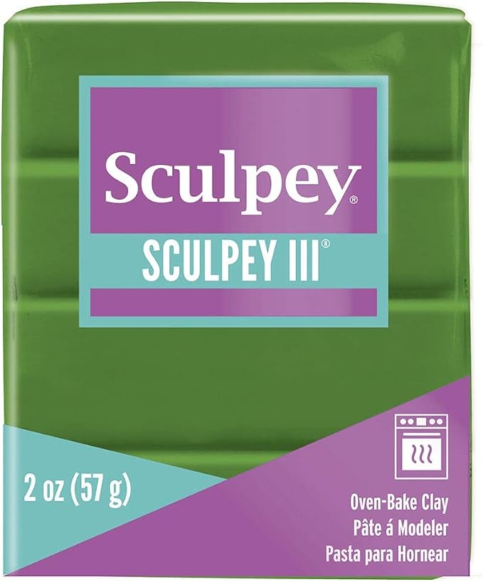 Sculpey III Polymer Oven-Bake Clay, Leaf Green, Non Toxic, 2 oz. bar, Great for Modeling, Sculpting, Holiday, DIY, Mixed Media and School Projects.Great for Kids & Beginners!