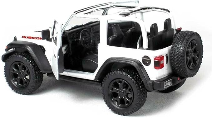 KiNSMART - Jeep Wrangler Rubicon Off Road 4x4 5 inch 1:34 Scale Die Cast Model Replica Toy Car (White Opentop)
