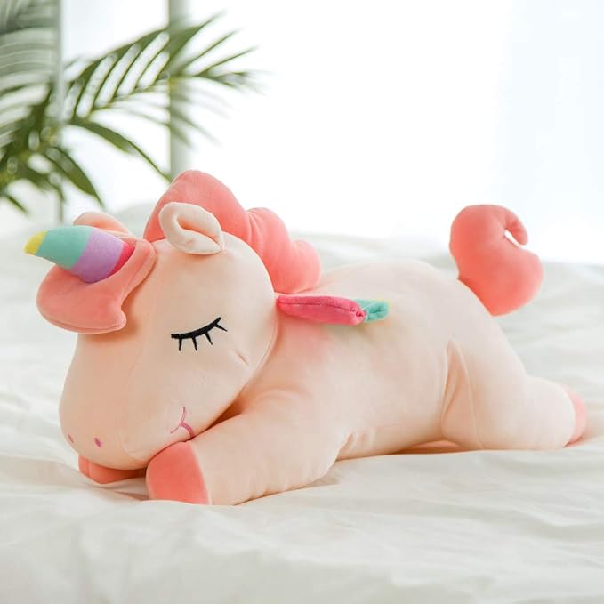Unicorn Stuffed Animals, Soft Unicorn Plush Hugging Pillow Toy Gifts for Kids (Pink, 12 in)