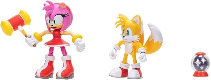 JAKKS Pacific Sonic the Hedgehog Sonic 4" Action Figure 2 Pack - Modern Tails & Modern Amy