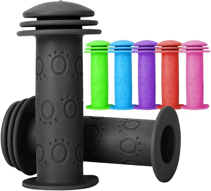 Kids Bike Grips - 105mm Bicycle Handlebar Grips With Mushroom Pattern for Bikes, Balance Bikes, and Kick Scooters