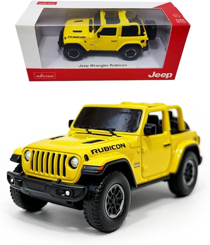RASTAR 1/43 Diecast Model Car Jeep Wrangler Rubicon, Durable, 59000 | Officially Licensed, Ideal Gift, Zinc Alloy, Smooth Rolling Wheels, Great for Play & Display for Kids & Car Lovers Ages 3+