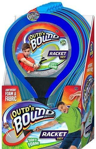 Badminton Set with 2 Rackets, Beach Ball and Birdie - Assorted Colors - Light Paddle Ball Tennis Racket Outdoor Games Beach Toy Set 5135