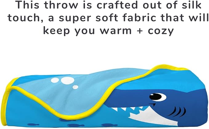 Baby Shark Kids Bedding Super Soft Silk Touch Throw, 40 in x 50 in, (Official Licensed Product) by Franco