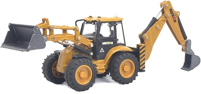 Ailejia Die-cast Backhoe Loader Excavator Truck Toys Heavy Duty Wheeled 1/50 Metal Engineering Vehicle Construction Tractor Model Toy for Boys (Backhoe)
